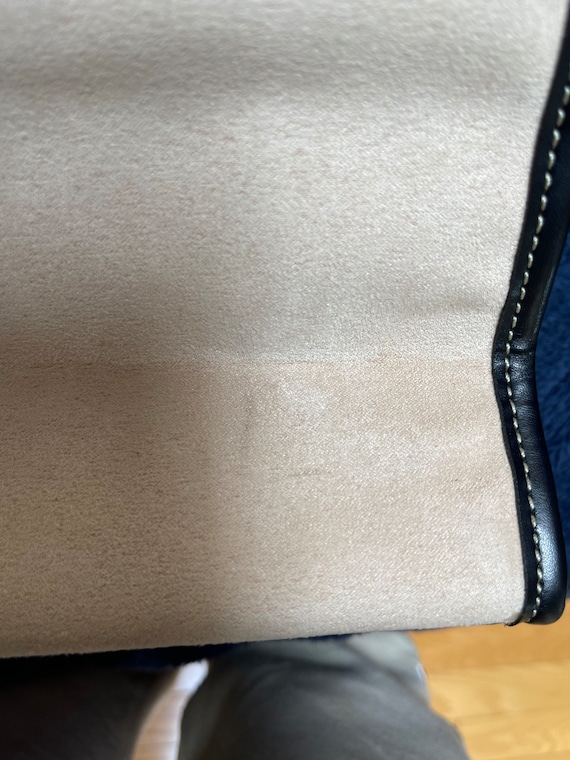 Saks Fifth Avenue Faux Suede Faux Leather 13 Wide Off white Tote