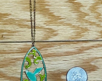Pendentif Vintage émaillé En Forme D'oiseau, Vert - Neuf Sans Emballage, Générique Et Charmant