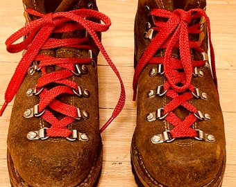 RARE Vintage Suede Leather Mountaineering Hiking Boots Iconic Rust Brown Mont Blanc Brand Iconic Wild Cheryl Strayed U.S. Women’s Size 6