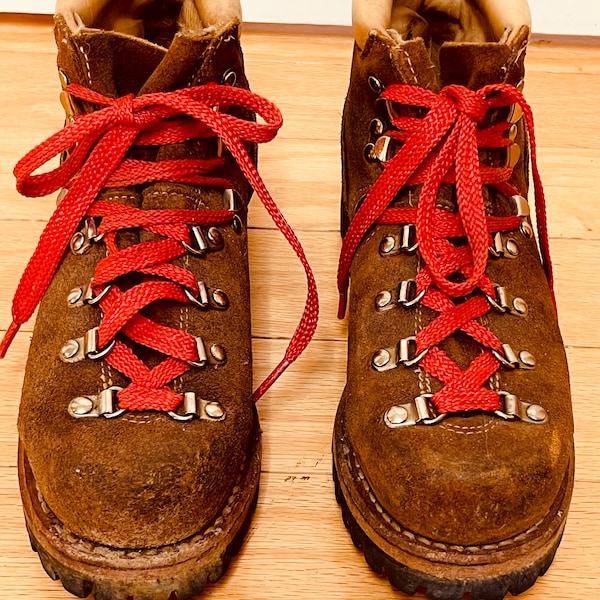 RARE Vintage Suede Leather Mountaineering Hiking Boots Iconic Rust Brown Mont Blanc Brand Iconic Wild Cheryl Strayed U.S. Women’s Size 6