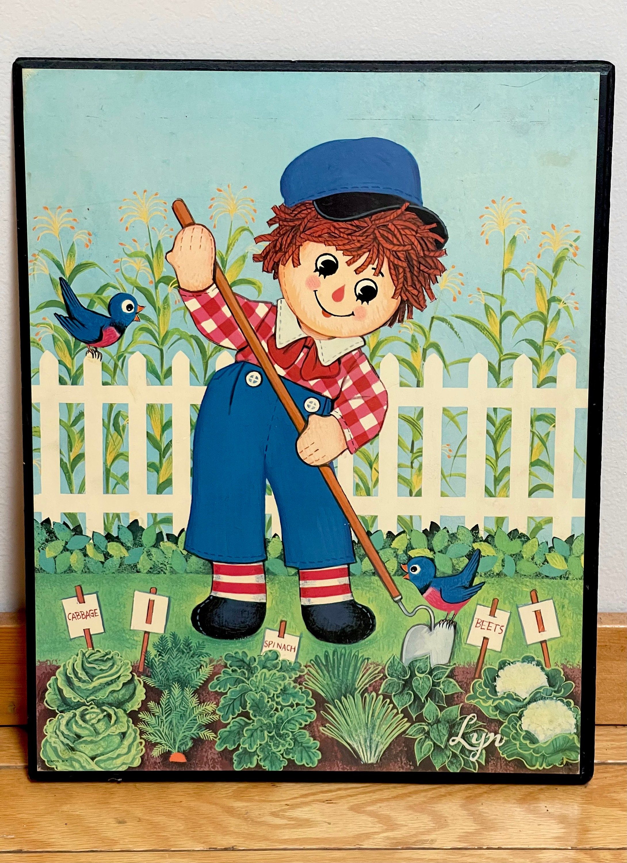 Vintage Raggedy Ann and Andy Set of 2 Lithograph Hanging Pictures