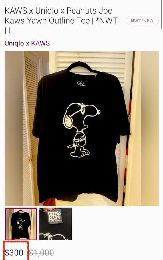 KAWS PEANUTS UNIQLO Limited Black White SNOOPY Plush Doll