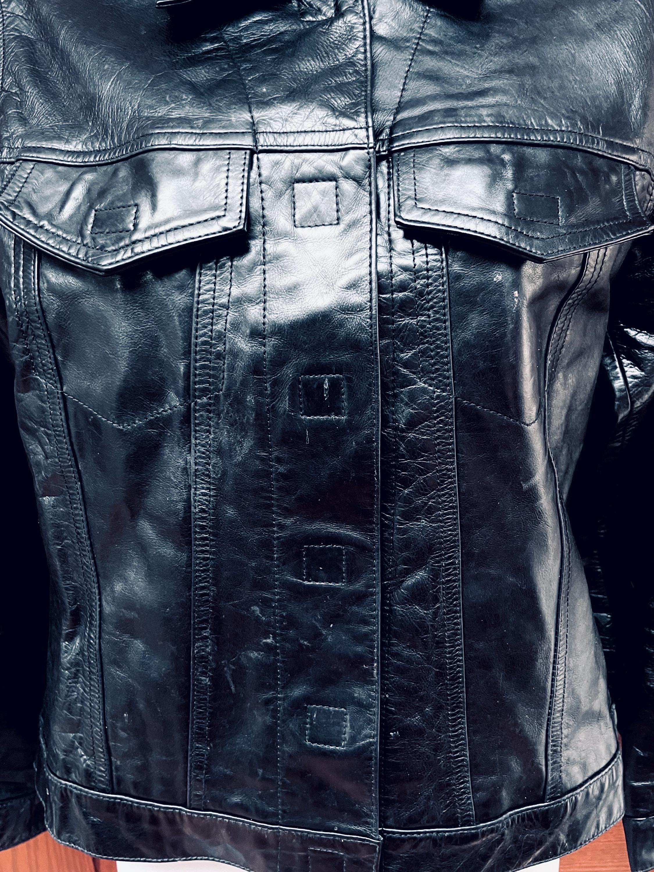 Veste En Cuir Noir GAP Taille M - Occasion Rare En Très Bon état, Chaude Et Unique