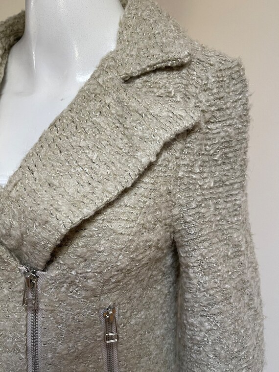 Wool Blend Nubby Tweed In Moto Jacket Oatmeal Col… - image 6