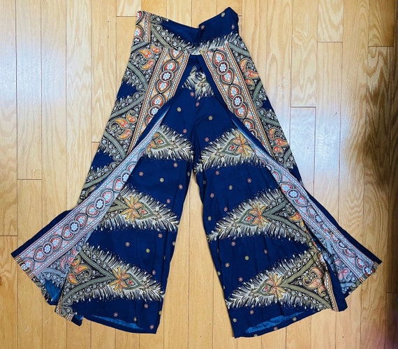 1960s Thai Hippie Chic Pants With Partial Skirt W… - image 2