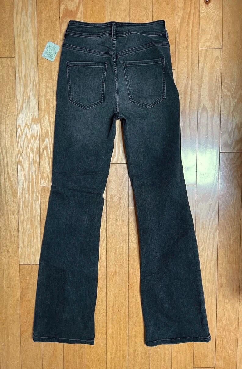 NWT Free People Faded Black Bootcut Jeans High Waist Never Worn New W/Tag We The Free Line Jeans Button Fly Whiskered Wash 27” x 31” 27”x31” image 3