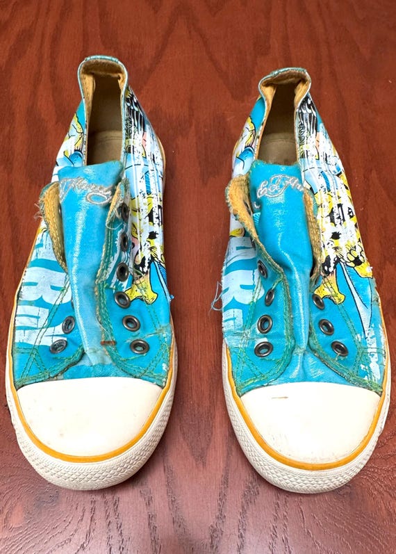 90s Bird of Prey Tattoo Flash Sneakers Lace Up Tennis Shoes Amazing Cool Distress Retro U.S. Women’s Size 7