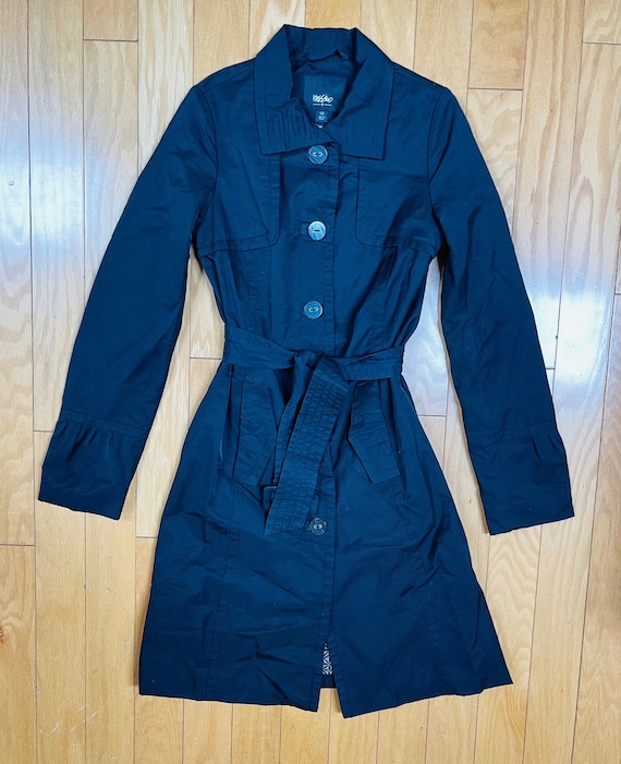 Y2K Black Belted Trenchcoat Never Worn New Withou… - image 7