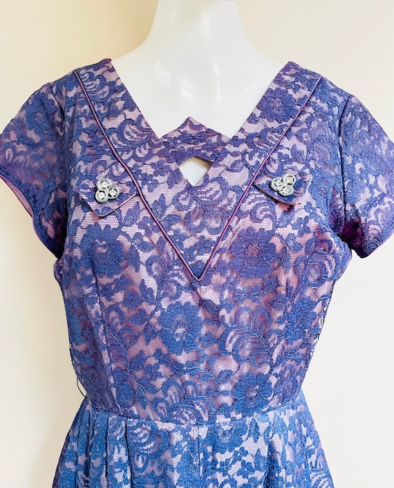 1940s Floral Handmade Lace Dress