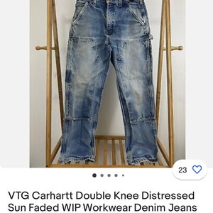 1990s Carhartt Double Knee Distressed Vintage Workwear Denim Jeans Punk Street Rocker Country Western Industrial Grunge Biker Alt 34x30 image 9