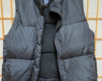 GAP Feather Down Winter Vest Black Puffy Quilted Windowpane