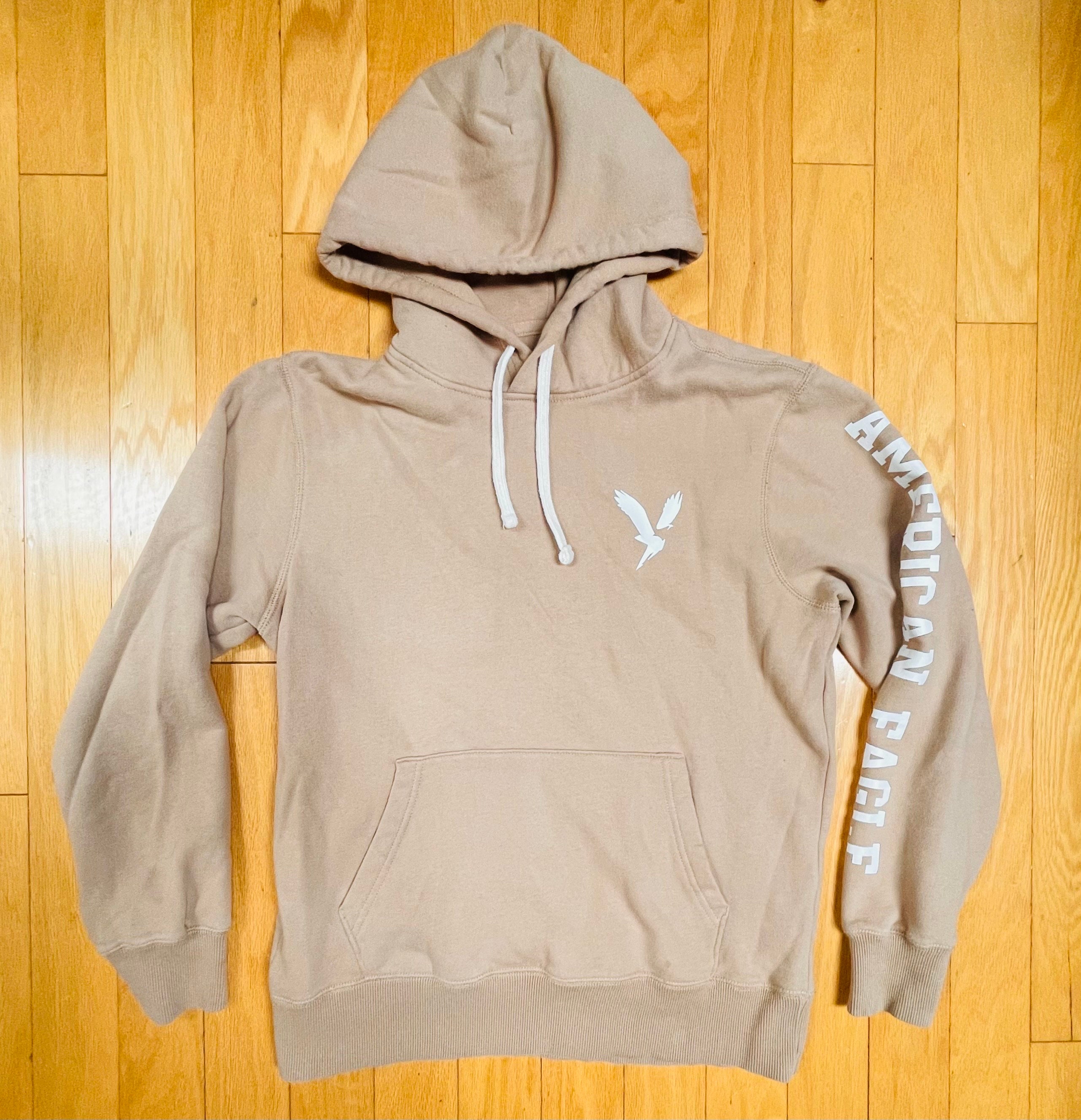 Y2K American Eagle Tan Color Full Zip Hoodie Medium Weight Warm Athletic Outerwear Gear