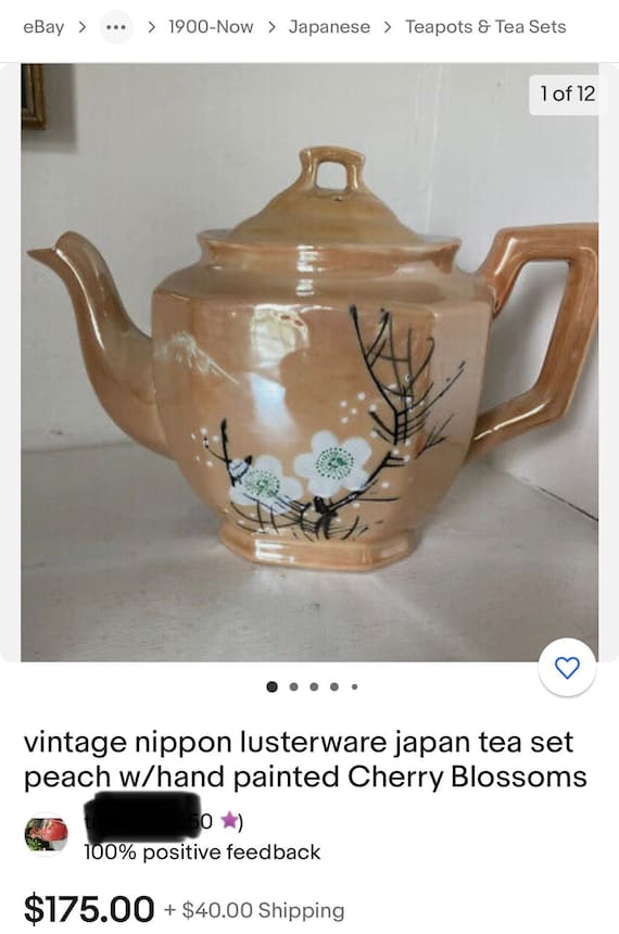 Antique Japanese Lusterware Unique Teapot With Trivet (RARE