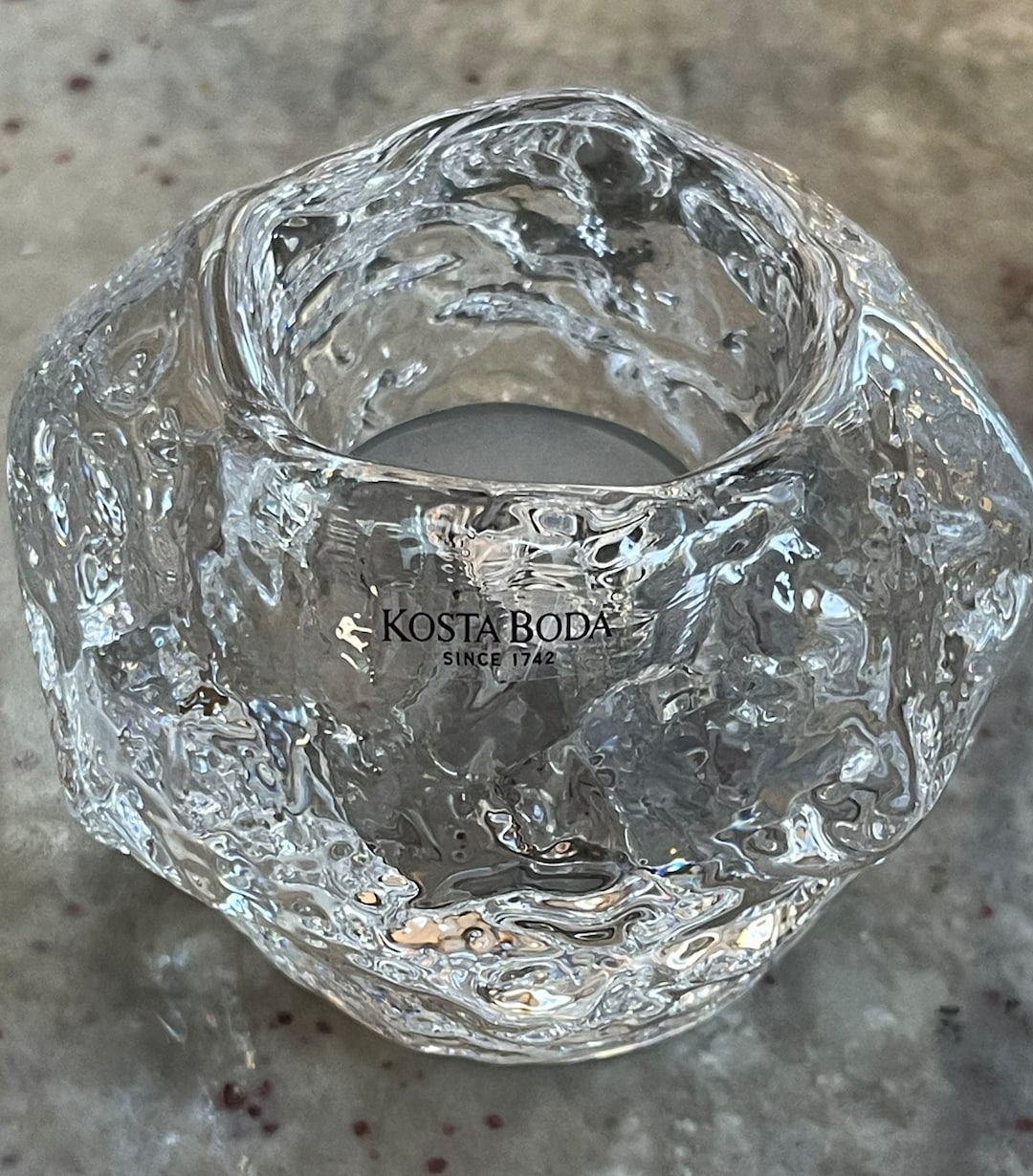 Kosta Boda Crystal Icecube Snowball Votive Candle Holder Designer