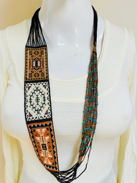 RARE & Unique Native American Necklace Multistran… - image 3