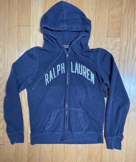 90 s Ralph Lauren Polo Jeans Company gros logo epellation delave gris fonce effet vieilli delave sweat a capuche zippe taille unisexe grande taille L Etsy France