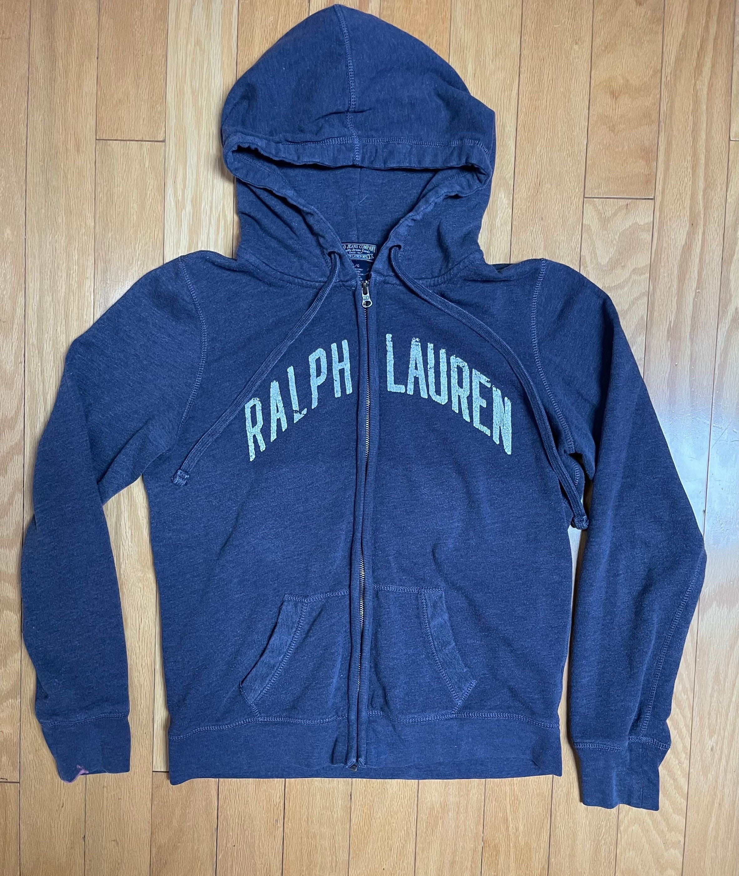 LAUREN RALPH LAUREN JEANS CO. NAVY BLUE MONOGRAM ZIP UP HOODIE