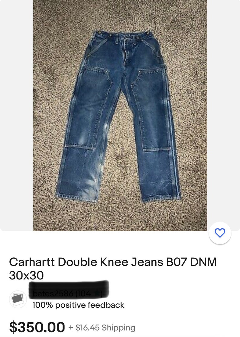 1990s Carhartt Double Knee Distressed Vintage Workwear Denim Jeans Punk Street Rocker Country Western Industrial Grunge Biker Alt 34x30 image 10