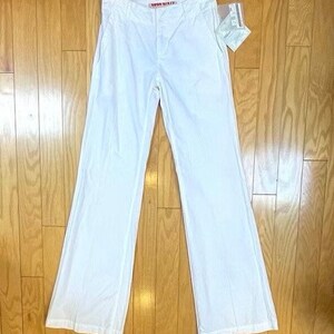 Miss Sixty 2000s Deadstock MWT / New With Tags White Flare Bootcut Trousers Lightweight Low Rise Perfect Summer Pants Size 24