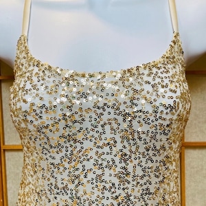 gold sequin dress shein Gold Sequin Long Sleeve Backless Mini Dress – éloges