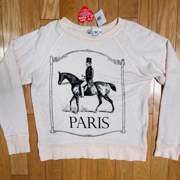 Vintage Paris Sweatshirt Carnation Pink 1800s Image Tissue Thin Semi-Shee  Vintage From Nordstroms New Old Stock With Tags Oversized Size XS