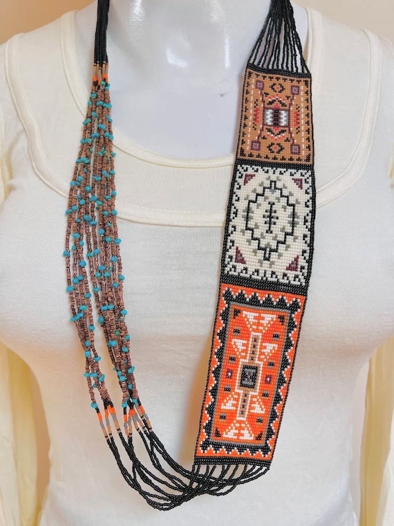 RARE & Unique Native American Necklace Multistran… - image 1