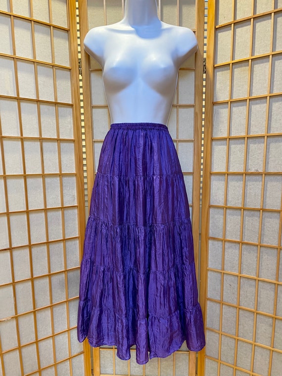 Deep Purple Silky Wide Twirl Hippie Peasant Skirt… - image 2
