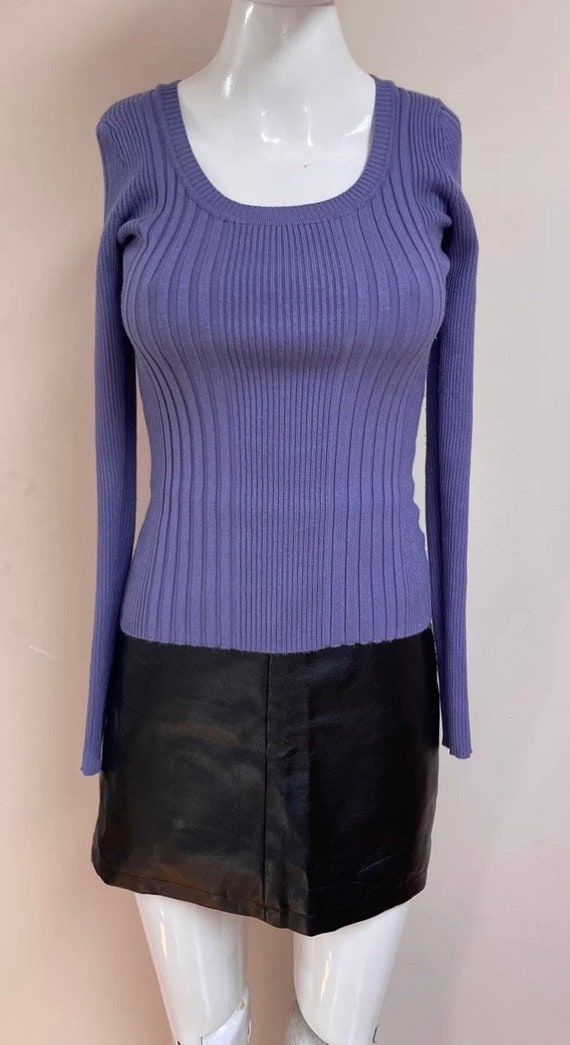 90s Stretchy Grape Purple Pullover Sweater Textur… - image 2