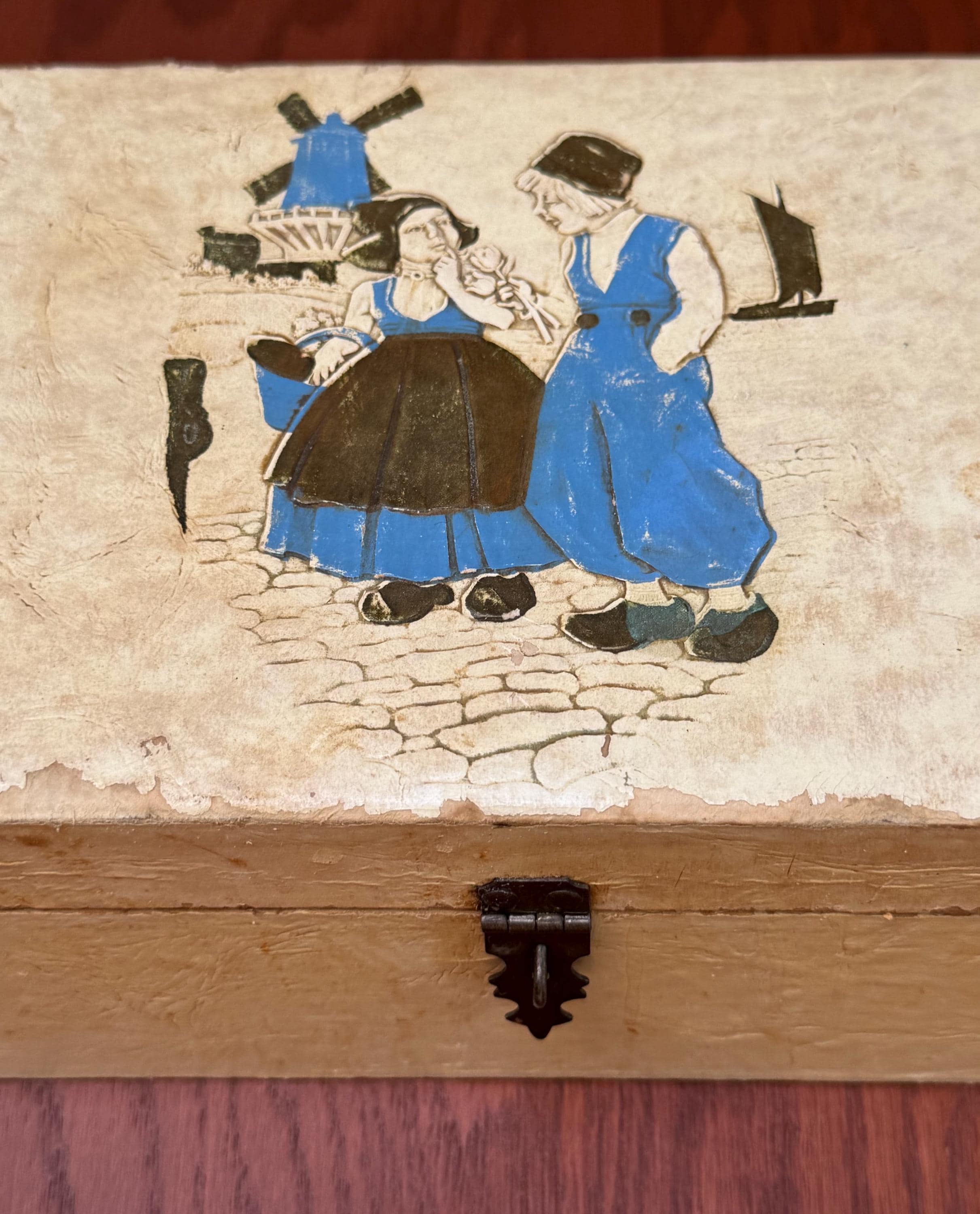 Antique Pennsylvania Dutch Wedding Box Handmade Embossed Layered