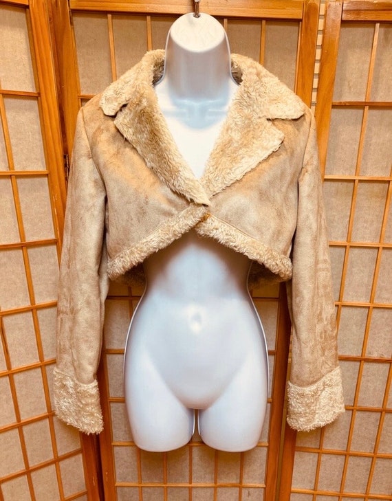 NWT Beige & Champagne Blonde Cropped Faux Suede + 
