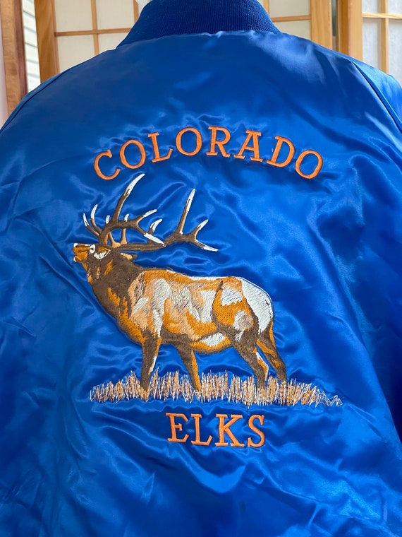 Vintage Colorado Elks Embroidered Bright Blue Sat… - image 2