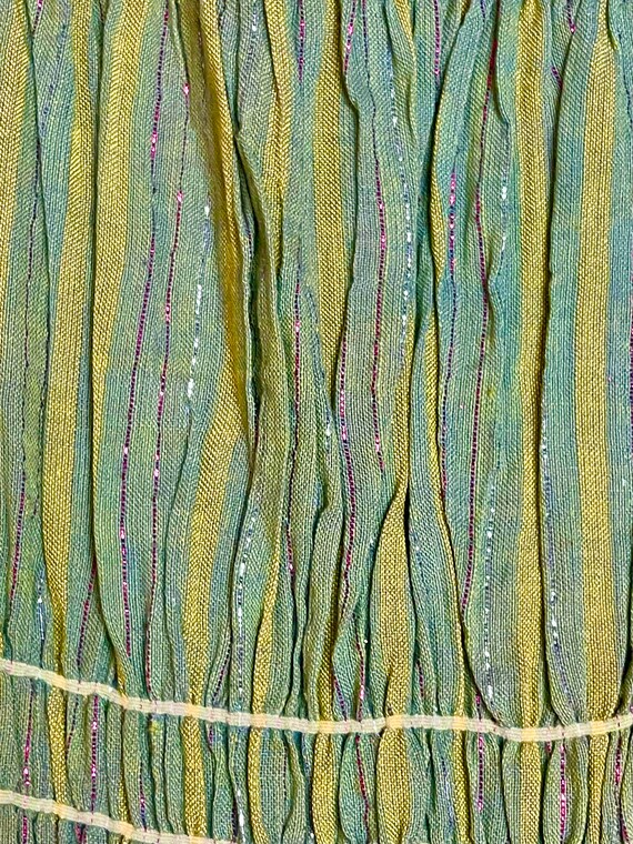Celery Green Sparkly Metallic Thread Fringed Cott… - image 9