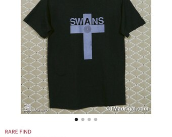 RARE Swans 1980s OOAK Underground Black Batik Tie Dye Merch T