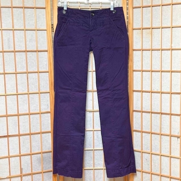 1990s Dark Purple Chino Pants Grape Purple Cotton Trousers Mid-Rise Flare Leg Unique Color Idra Brand (Anthropologie) Size 2