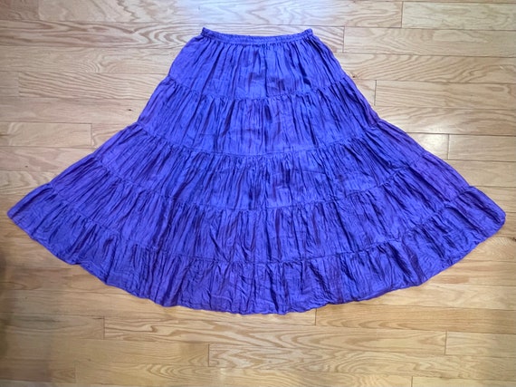 Deep Purple Silky Wide Twirl Hippie Peasant Skirt… - image 5