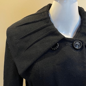 1940s 1950s Shawl Collar Black Wool Double Breasted Vintage OOAK Ladies Blazer Elegant Princess Grace Audrey Hepburn Style Lined