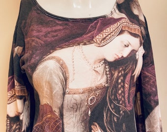70s Anne Boleyn In The Tower Of London AOP All Over Print Shirt Edouard Cibot Vintage Art Print Top