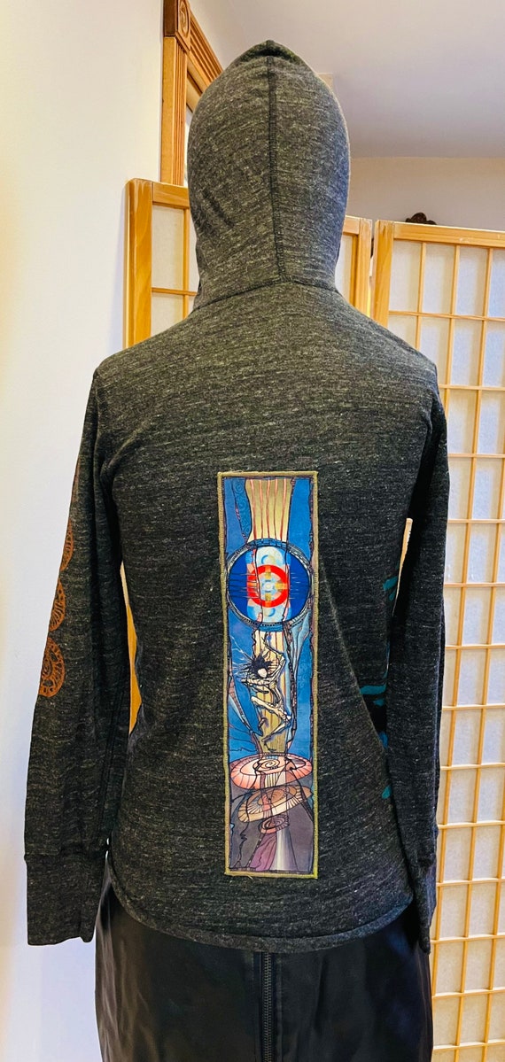 Unique Patch OOAK Silkscreen Pullover Hoodie Cosm… - image 4