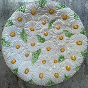 MANN CHINA Vintage Sunflowers Large Round China Plate Serving Platter Cottagecore Prairie Shabby Chic