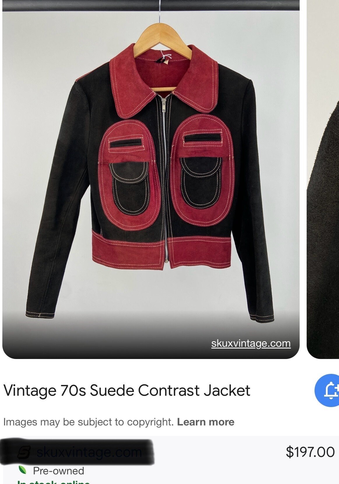1970s Vintage Brown Leather Suede Jacket White Contrast