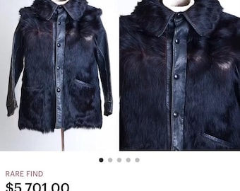 ジャケット・アウター deadstock vintage rabbitfur leather vest deadstock vintage rabbitfur leather vest