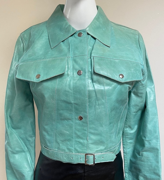 90s Turquoise Leather Seafoam John Carlisle Essentials High End Lined Moto Jacket Motorcycle Coat Silver Tone Accents Lined Size S Etsy