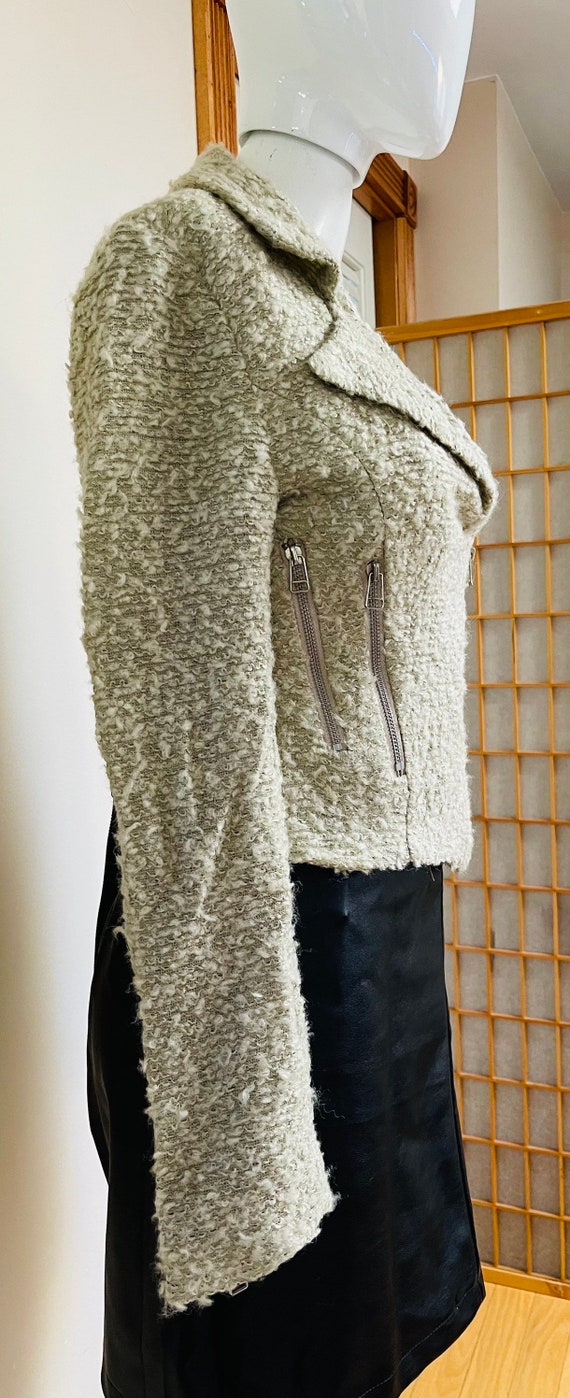 Wool Blend Nubby Tweed In Moto Jacket Oatmeal Col… - image 7