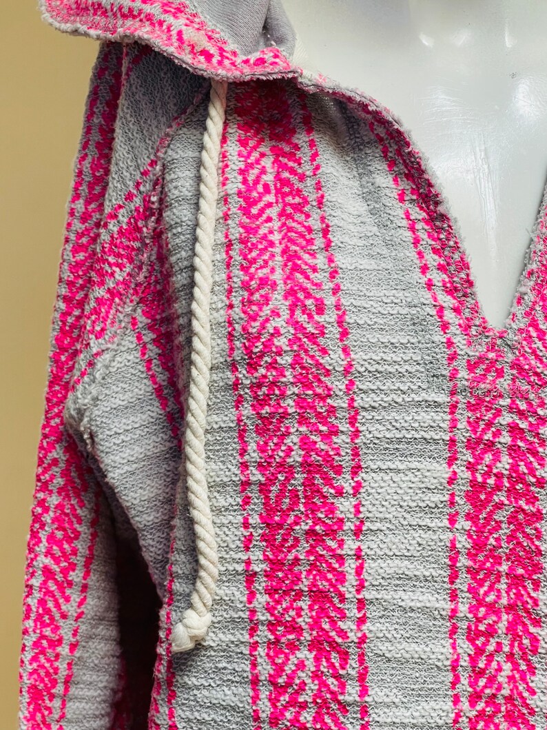 90s Hot Pink Drug Rug Baja Hoodie Florescent Pink Hippie Boho Etsy