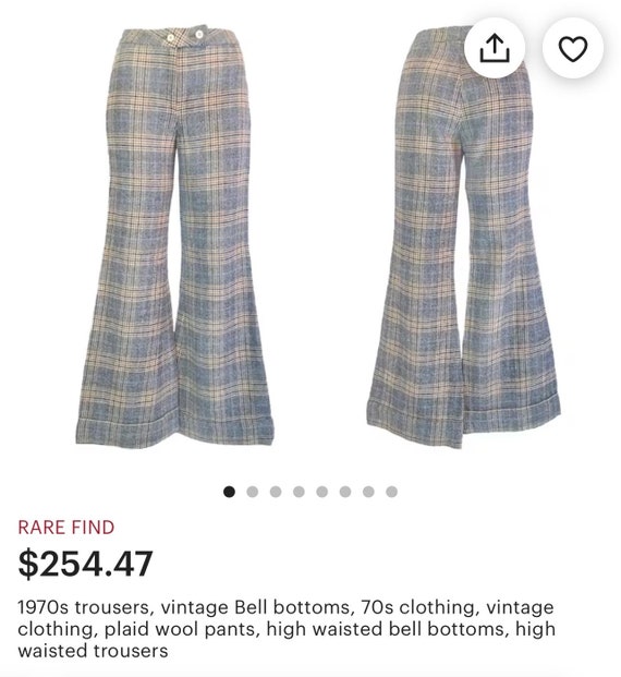 70s Madras Plaid Pants Seersucker Wide Leg Cuffed… - image 8