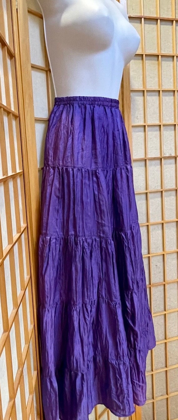 Deep Purple Silky Wide Twirl Hippie Peasant Skirt… - image 3