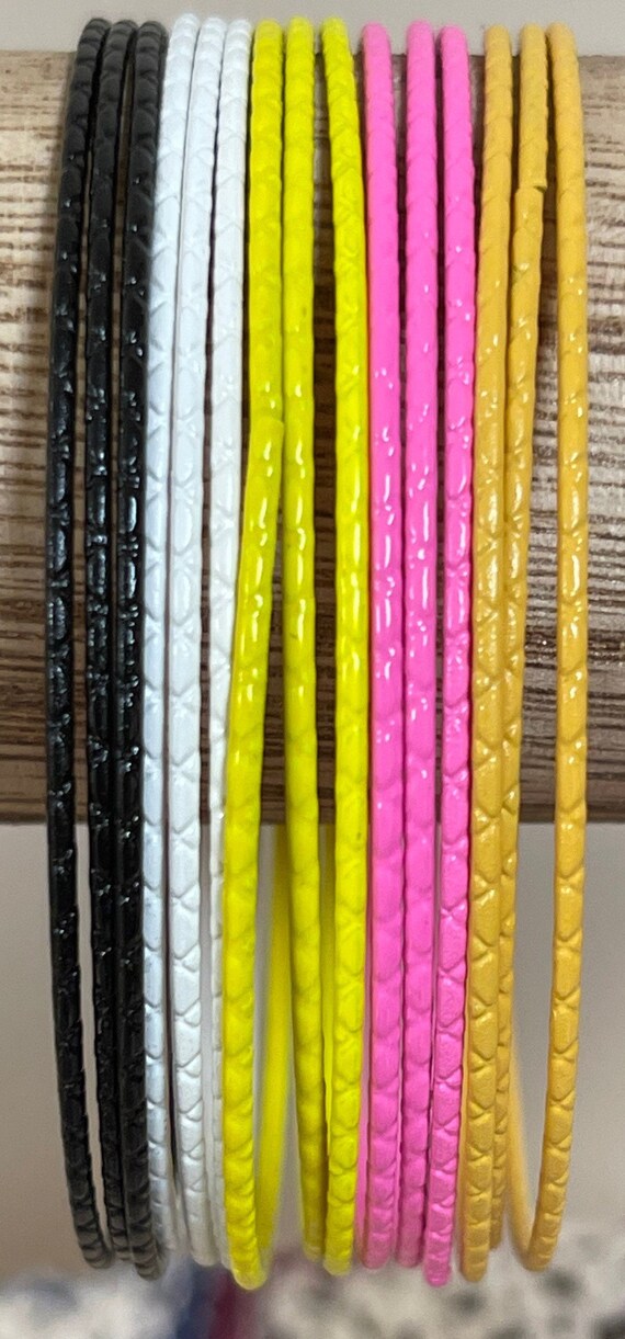 1960s Set of Colorful Enamel Bangle Bracelets Bright… Gem