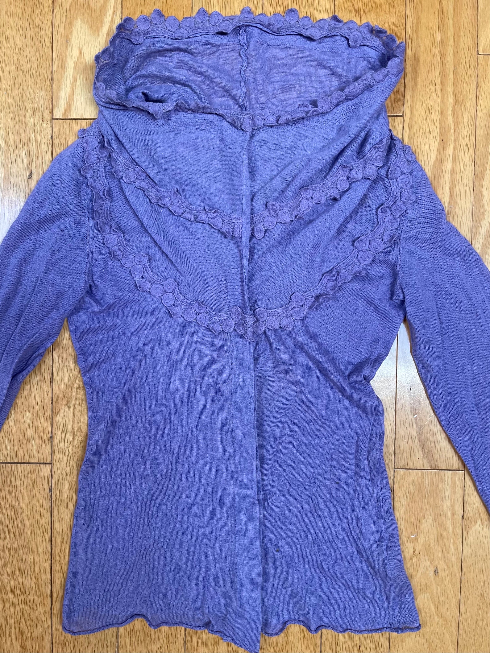 Lace Hem Flared Sleeve Cadigan