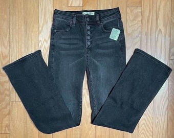 NWT Free People Faded Black Bootcut Jeans High Waist Never Worn New W/Tag We The Free Line Jeans Button Fly Whiskered Wash 27” x 31” 27”x31”
