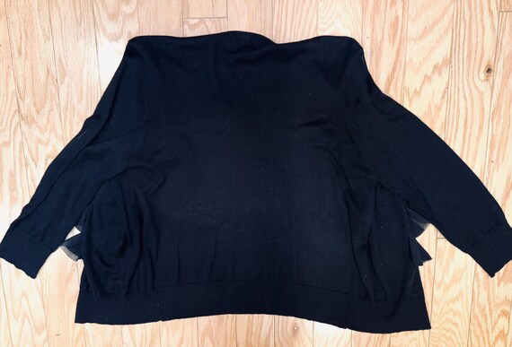 Waterfall Ruffles Panel Beautiful Black Cardigan … - image 7